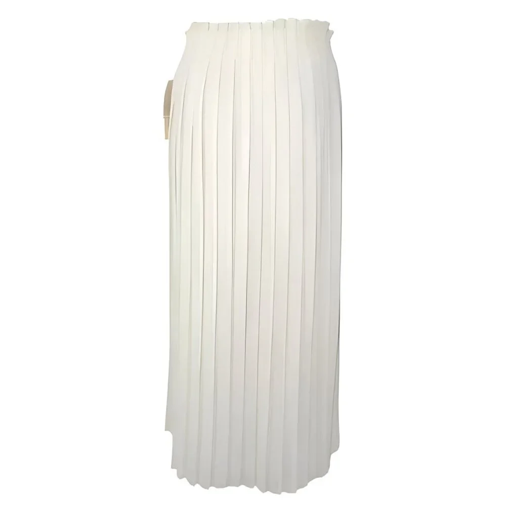 NWT Vintage Pierre Cardin Ivory Cream White Pleated Minimalist Neutral Skirt M